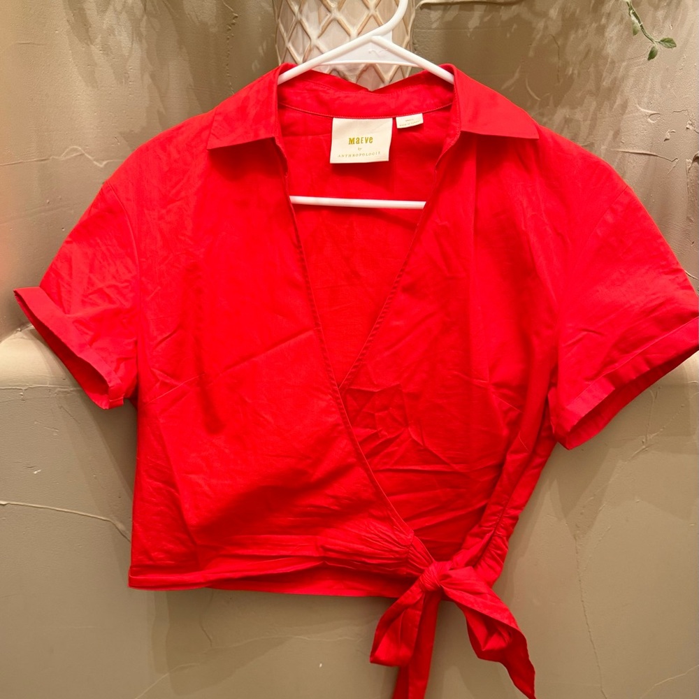 Maeve by Anthropologie small red tye top